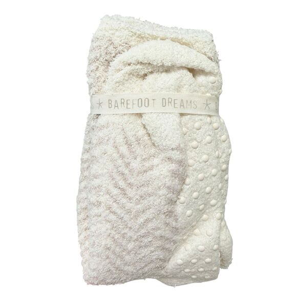 Barefoot Dreams Cozy Chic Herringbone Socks Cream Stone One Size Fits All NWT - Picture 4 of 4